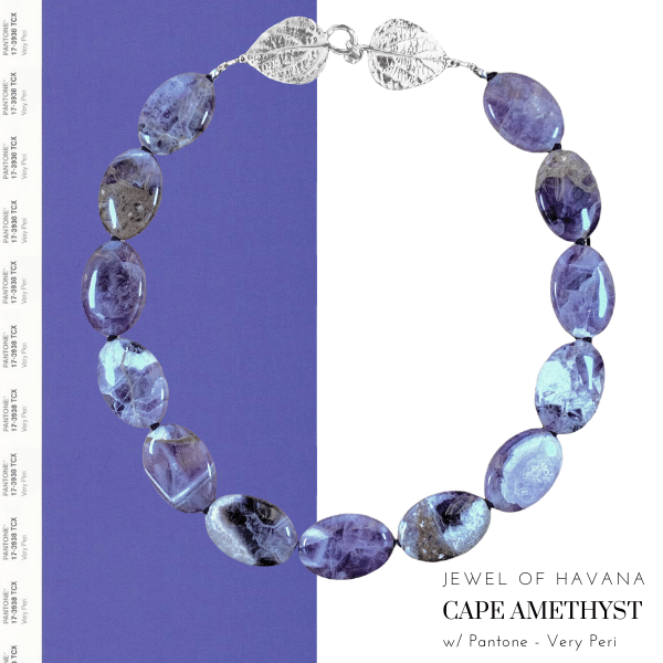 Cape Amethyst Statement Necklace with Pantone Color of the Year Very Peri