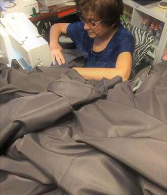 Mom Sewing Curtains