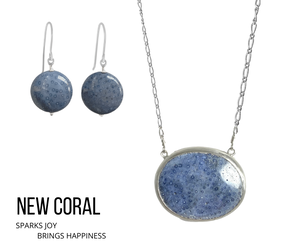 Natural Blue Coral Necklace and Earrings
