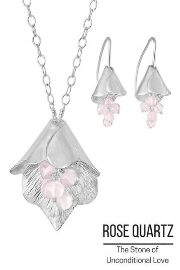 Rose Quartz Necklace and Earrings - Stone of Unconditional Love