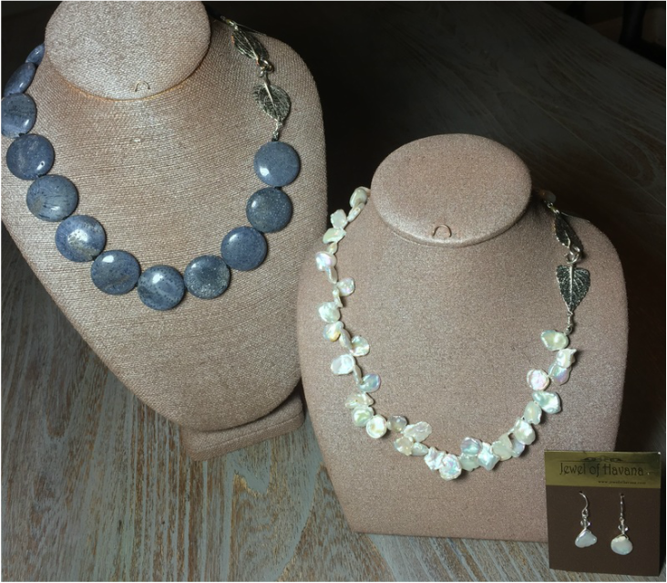 White Keshi Pearl Necklace Set + Natural Blue Coral Necklace