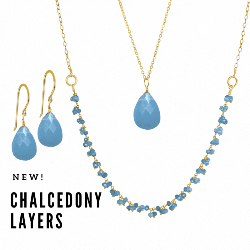 Blue Chalcedony Layering Necklaces and Earrings