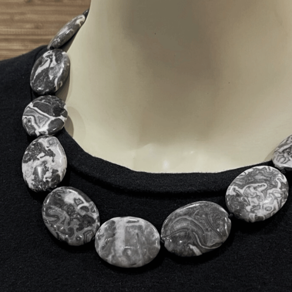 Silver Crazy Lace Agate Statement Necklace