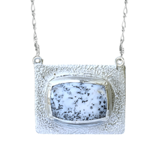 Dendritic Opal Necklace, Black and White Dendrite Opal