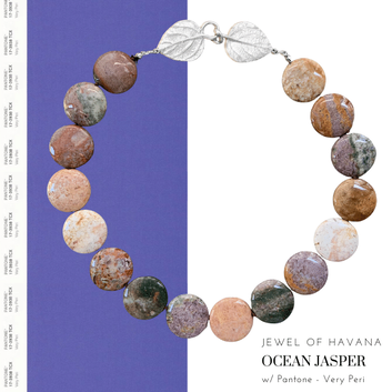 Ocean Jasper Statement Necklace with Pantone Color of the Year Very Peri
