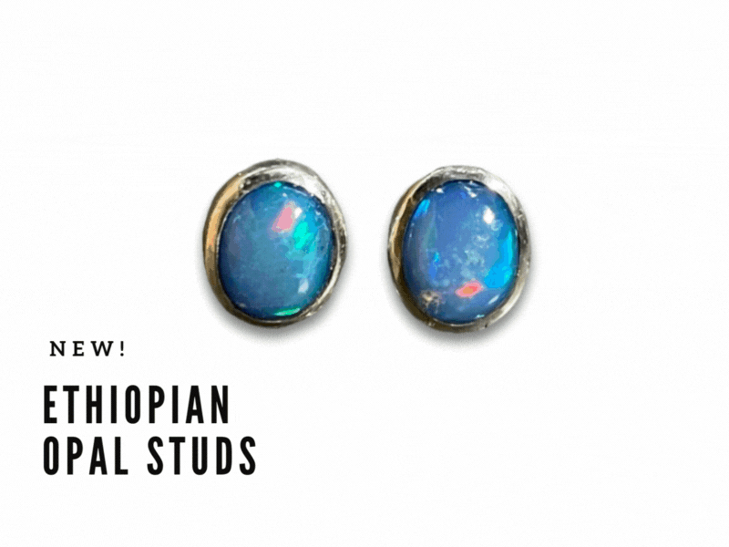 Ethiopian Opal Earrings, Welo Opal Earrings, Ethiopian Opal Stud Earrings