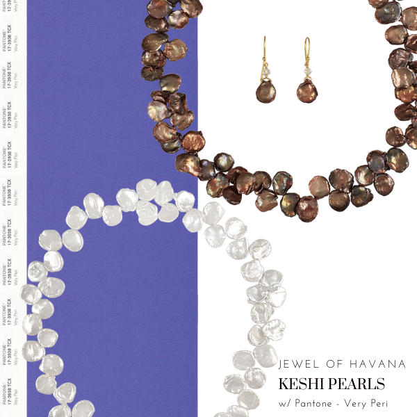Keshi Pearl Necklace with Pantone Color of the Year Very Peri