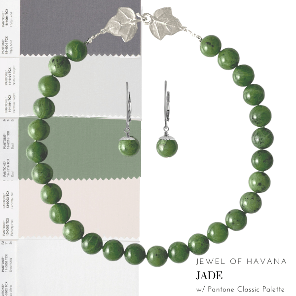 Nephrite Jade Necklace Set with Pantone Classic Core Palette