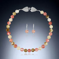 Strawberry Quartz Necklace and Earring Set