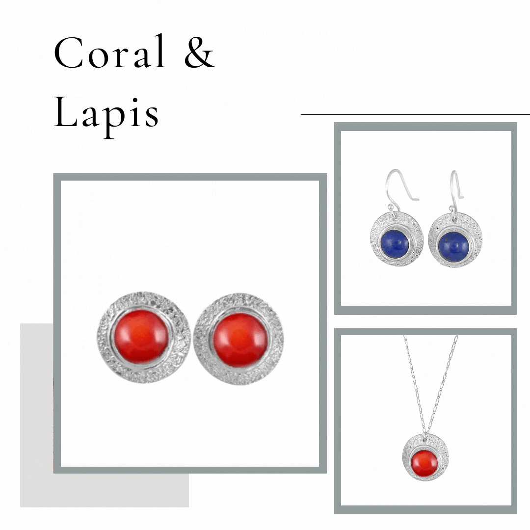 Red Coral and Lapis Lazuli Necklaces and Earrings