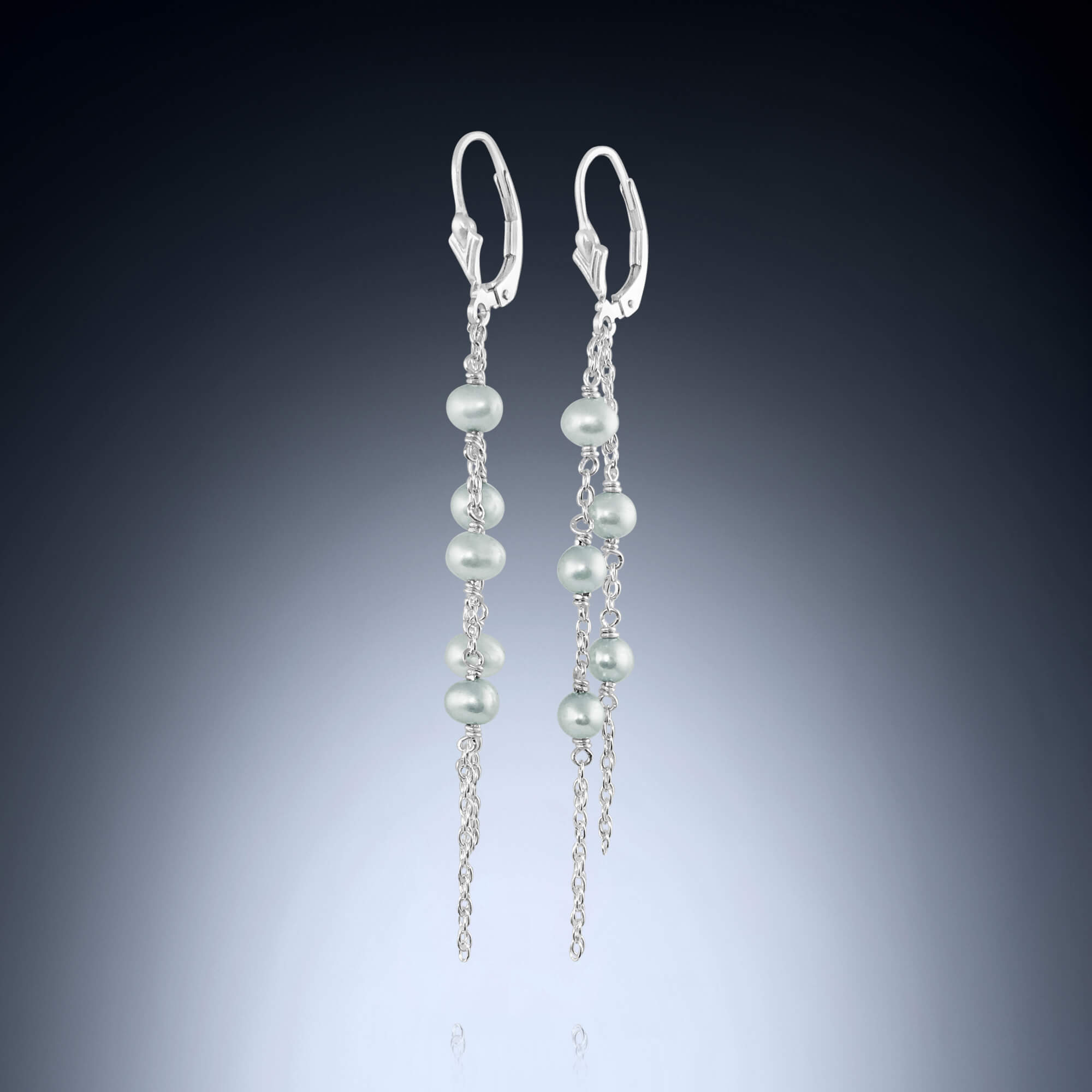 Wedding Jewelry - Something Blue Pearl Long Earrings