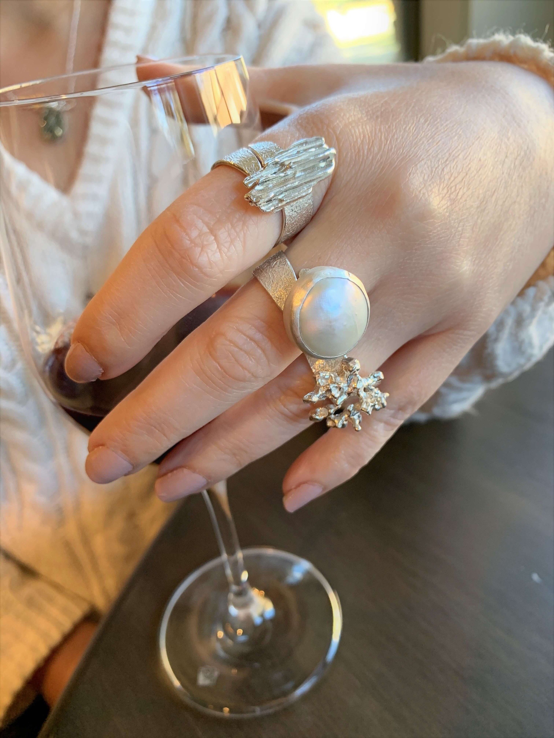 Mj Fine Pearl Ring Jewelry 925 Sterling Silver Natural Fresh Water 10-11mm  White Peals Rings For Women Fine Pearls Rings - Rings - AliExpress