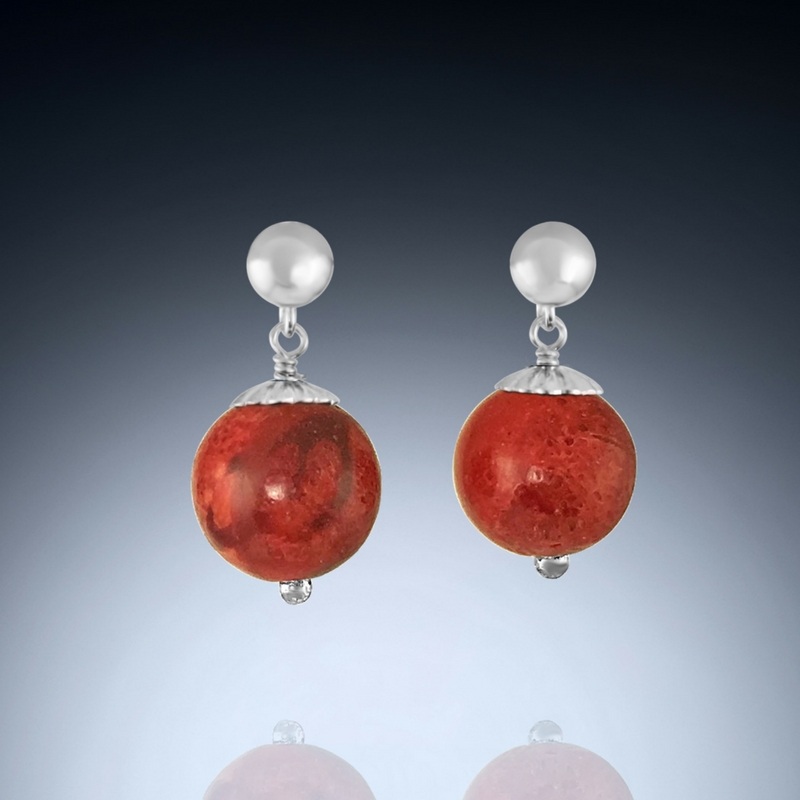 Coral Earrings Coral Jewellery Sterling Silver Post