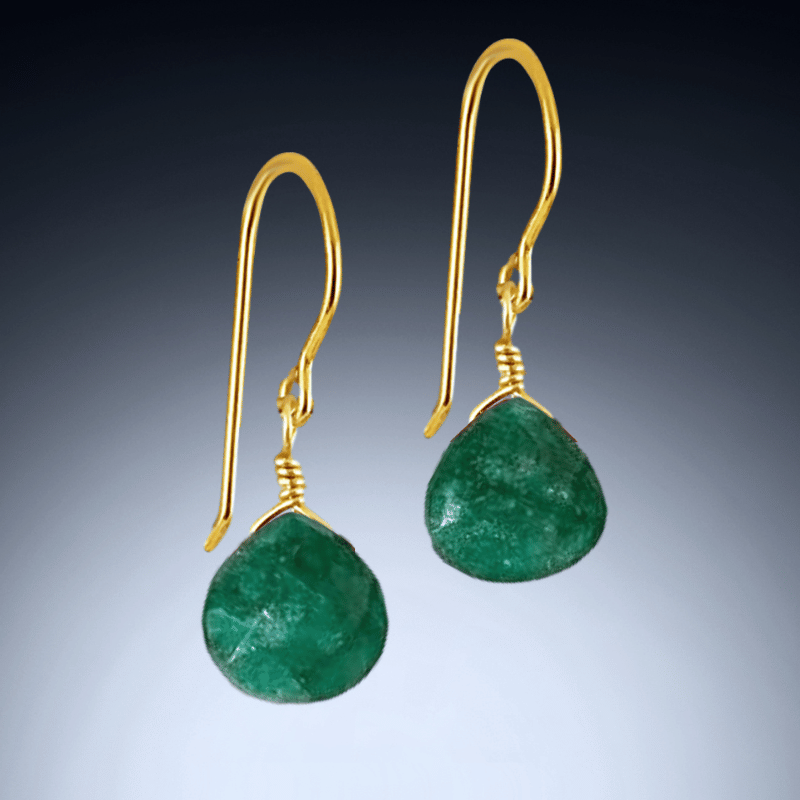 Emerald and Diamond Halo Drop Earrings in White Gold | New York Jewelers  Chicago