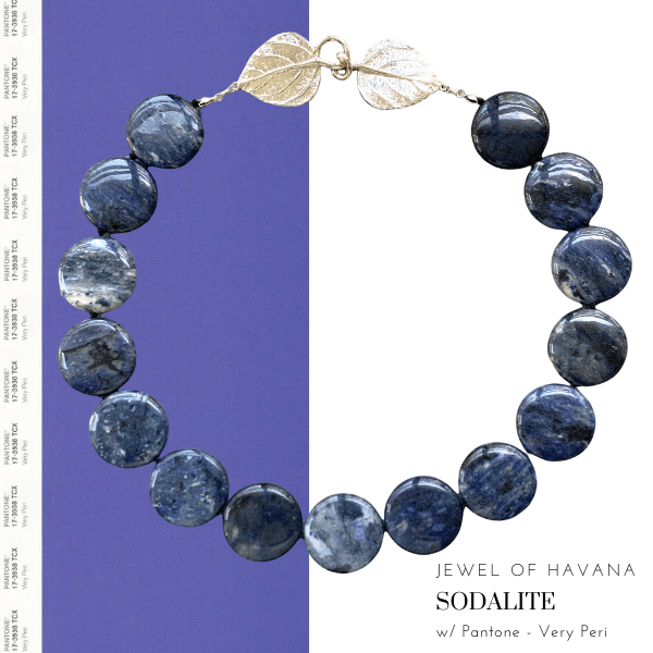 Sodalite Statement Necklace with Pantone Color of the Year Very Peri