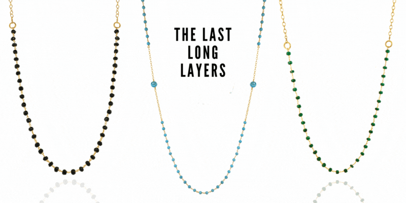 Layering Necklace Collection - Stacking Necklaces - Turquoise, Black Onyx, Emerald